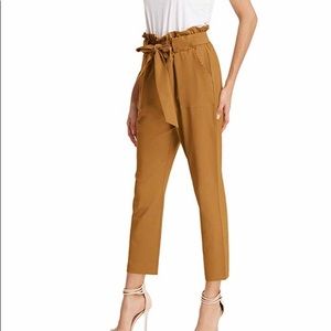 High waist paper bag pants
